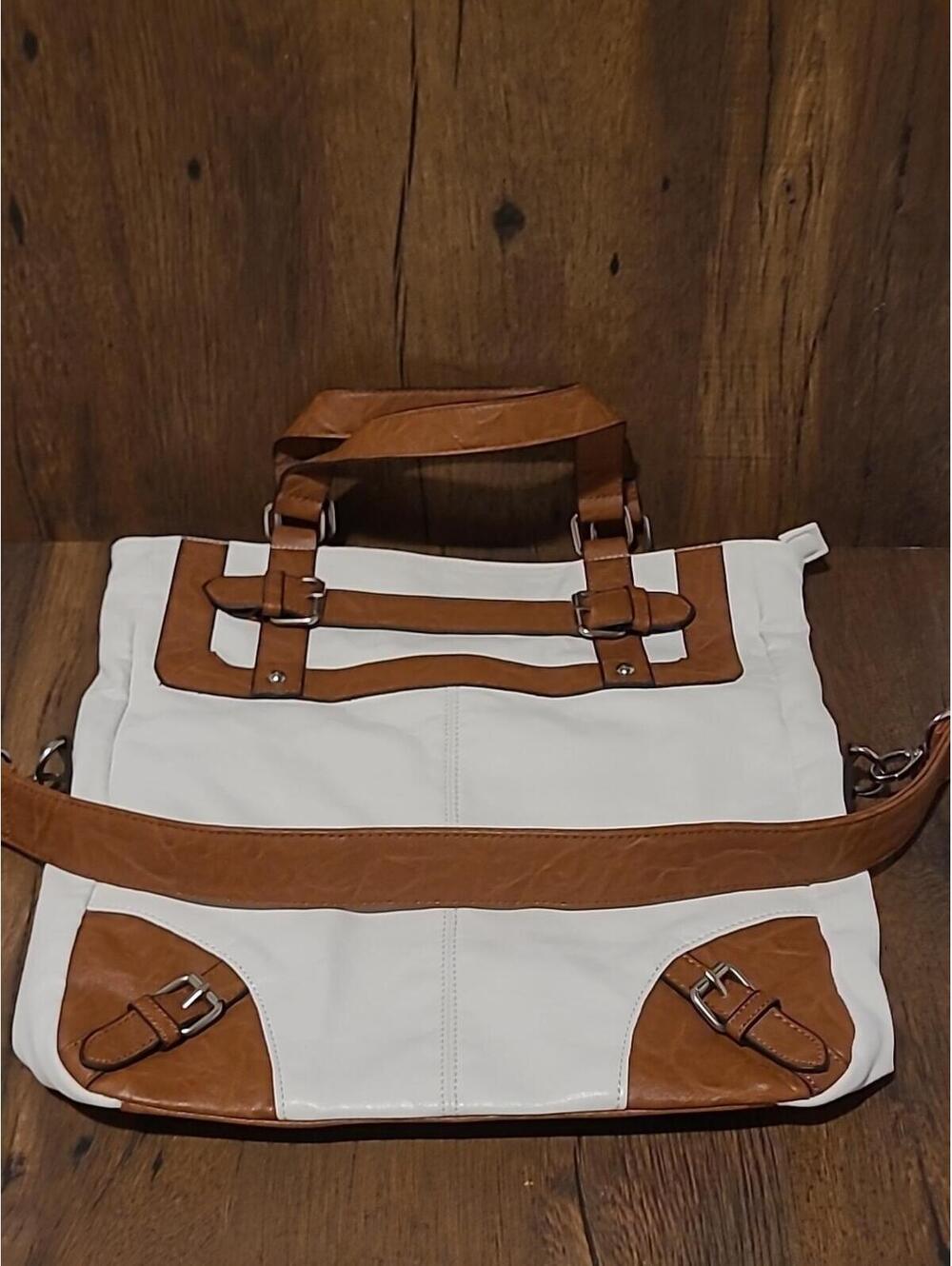CALL IT SPRING Large Purse Handbag.. White and Brown.. 15x14in.